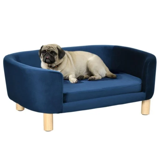 CUCCIA PER CANI DA INTERNI, DIVANO PER GATTI O CANI DI TAGLIA PICCOLA E MEDIA MAX 10 KG IN VELLUTO BLU - MAURY'S