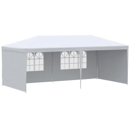 TENDONE DA GIARDINO PIEGHEVOLE PER FESTE ED EVENTI CON PANNELLI RIMOVIBILI, 5.83X2.95 M, BIANCO - MAURY'S