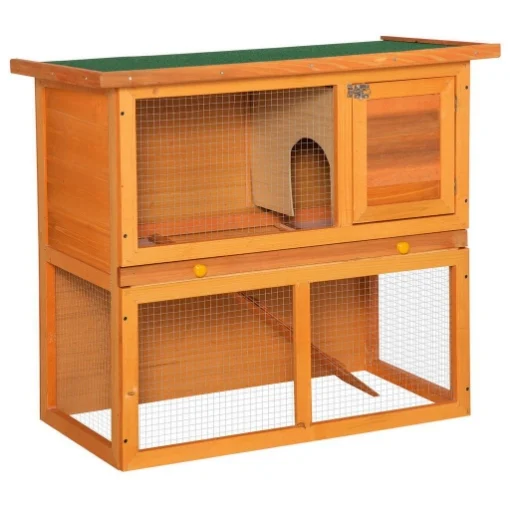 GABBIA PER CONIGLI CONIGLIERA DA ESTERNO IN LEGNO DI ABETE, 90X45X80CM - MAURY'S