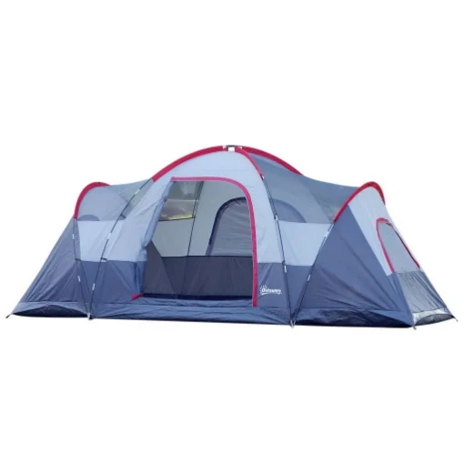 TENDA DA CAMPEGGIO PER 6 PERSONE IDROREPELLENTE CON PALI IN FIBRA DI VETRO, 4.55X2.3X1.8M, GRIGIA - MAURY'S