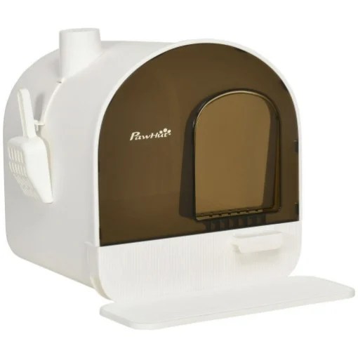 LETTIERA PER GATTI CHIUSA CON FILTRI, PALETTA E VASSOIO REMOVIBILE, STRUTTURA IN PP, 43X44X47 CM, BIANCA E NERA - MAURY'S