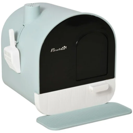 LETTIERA PER GATTI CHIUSA CON FILTRI, PALETTA E VASSOIO, STRUTTURA IN PP, 43X44X47CM, VERDE - MAURY'S