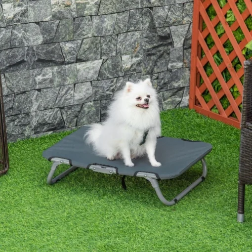 LETTINO PER CANI PIEGHEVOLE IN ACCIAIO E TESSUTO OXFORD PER INTERNI ED ESTERNI, 59X46X15 CM, GRIGIA - MAURY'S