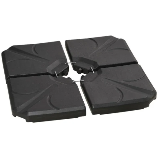 BASE PER OMBRELLONE IN HDPE DA 4 PEZZI, RIEMPIBILI CON ACQUA E SABBIA MAX 18KG, 103X103X8.3 CM, NERO - MAURY'S