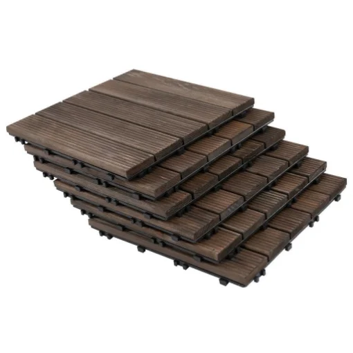 PIASTRELLE PER ESTERNI PAVIMENTO IN LEGNO, SET 27 PEZZI MONTAGGIO A INCASTRO, 30X30X2.5 CM - MAURY'S