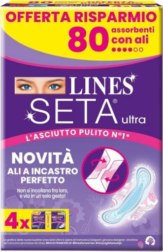 LINES SETA ULTRA ASSORBENTI CON ALI CONFEZIONE DA 80 PEZZI