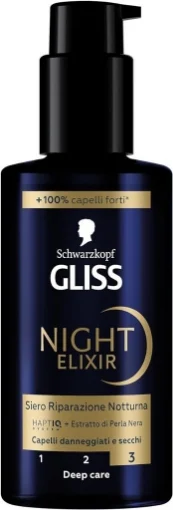 SCHWARZKOPF GLISS NIGHT ELIXIR SIERO RIPARAZIONE NOTTURNA 100 ML CON HAPTIQ SYSTEM ED ESTRATTO DI PERLA NERA