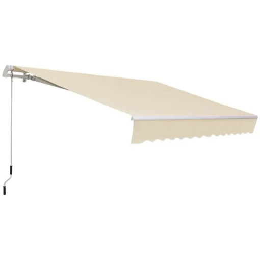 TENDA DA SOLE PER ESTERNO A BRACCI AVVOLGIBILE CON APERTURA A MANOVELLA, 360X250 CM, CREMA - MAURY'S