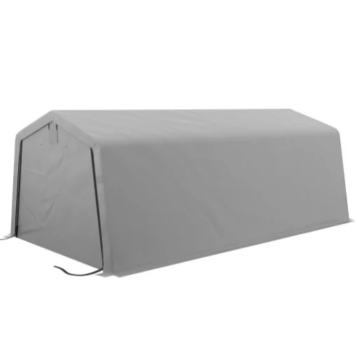 TENDONE PER AUTO E FESTE CON 2 FINESTRE LATERALI, IN ACCIAIO ZINCATO E PE, 618X265/330X240 CM, GRIGIO CHIARO - MAURY'S