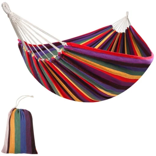 AMACA DA GIARDINO EXTRA LARGE IN COTONE E POLIESTERE CON SACCA DI TRASPORTO, 200X150CM RIGHE MULTICOLORE - MAURY'S
