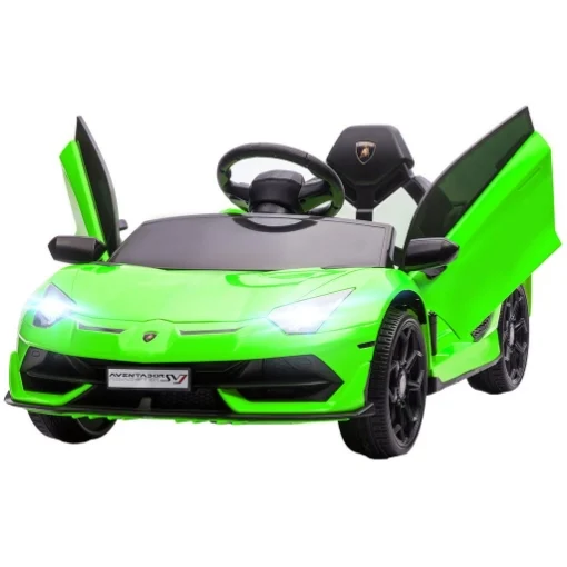 MACCHINA ELETTRICA PER BAMBINI A 12V LICENZA LAMBORGHINI CON CLACSON E TELECOMANDO, 107.5X63X42 CM, VERDE - MAURY'S