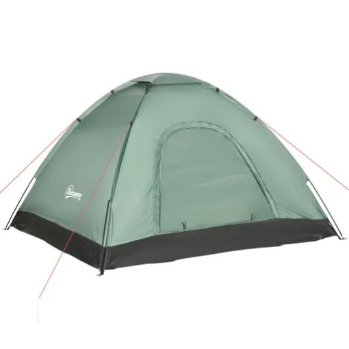 TENDA DA CAMPEGGIO 2 POSTI CON PORTA A CERNIERA, ZANZARIERA E SACCA DI TRASPORTO, 206X185X120CM, VERDE - MAURY'S