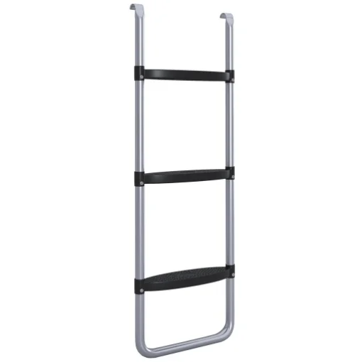 SCALETTA PER TRAMPOLINO ELASTICO REGOLABILE A 3 O 2 SCALINI IN ACCIAIO, 97X32CM, ARGENTO - MAURY'S