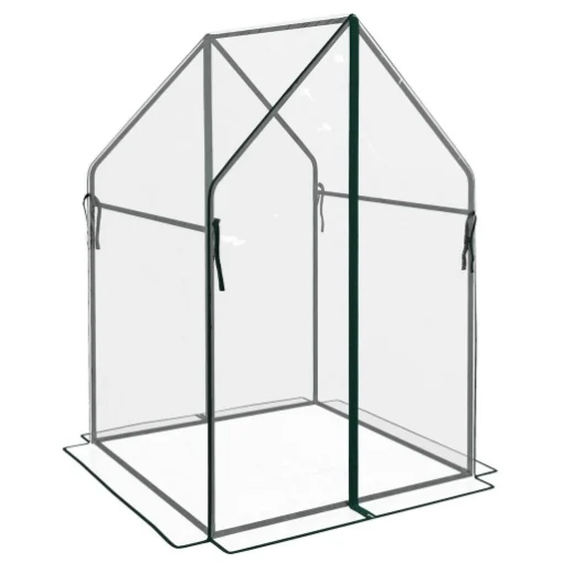 MINI SERRA DA GIARDINO CON 2 PORTE AVVOLGIBILI E COPERTURA IN PE 90X90X145CM, TRASPARENTE - MAURY'S