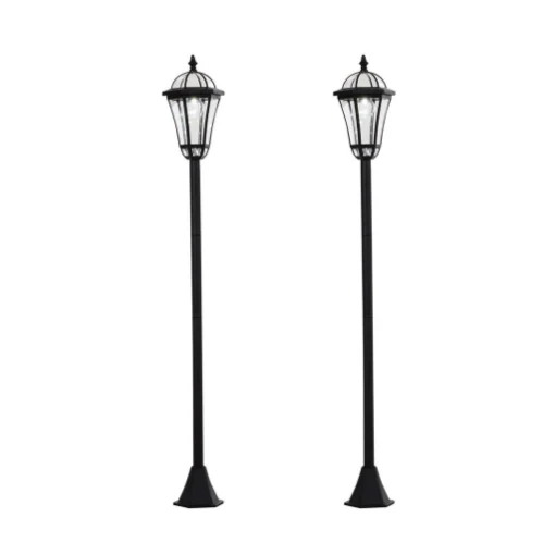 SET 2 LAMPIONI SOLARI PER GIARDINO CON 2 LED E ACCENSIONE AUTOMATICA, NERO - MAURY'S
