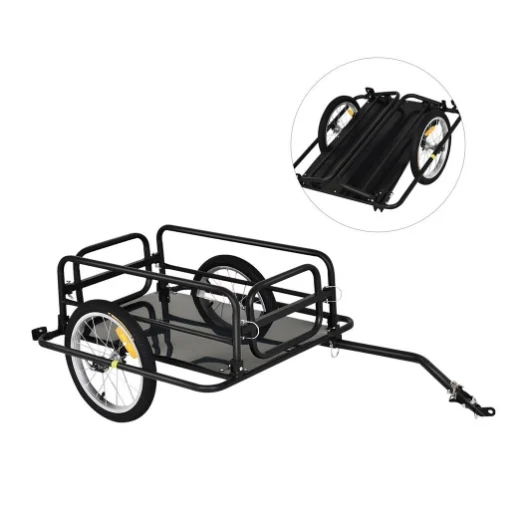 CARRELLO BICI CON PARETI PIEGHEVOLI E RIMOVIBILI, GANCIO E 4 CATARIFRANGENTI, IN ACCIAIO E PE, 139X71.5X49 CM, NERO - MAURY'S