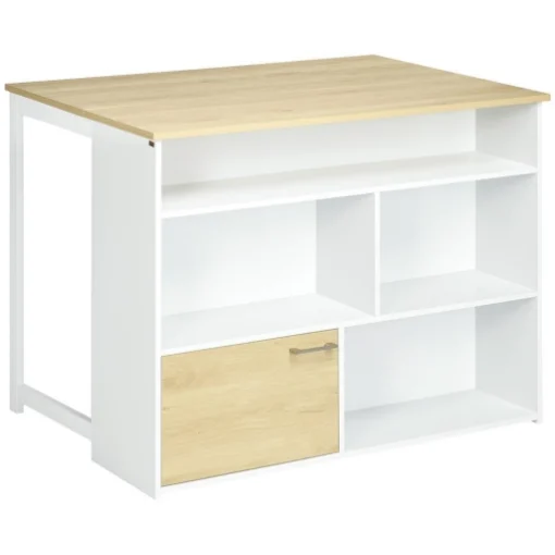 TAVOLO DA BAR MODERNO IN MDF PER 2 PERSONE CON 4 RIPIANI APERTI E ARMADIETTO, 116X79.5X91 CM - MAURY'S