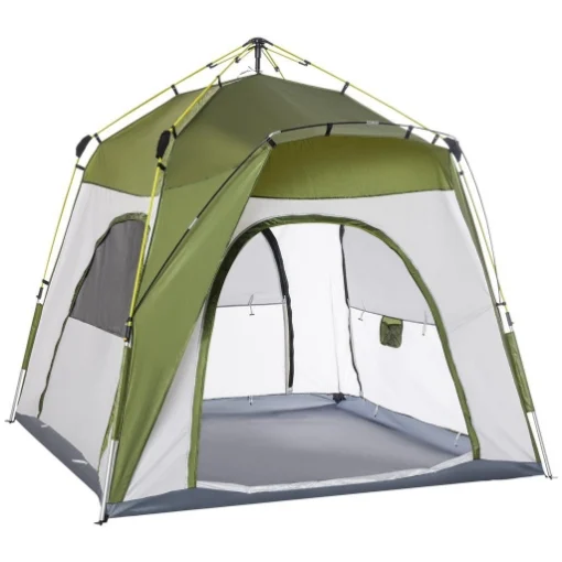 TENDA DA CAMPEGGIO 2 POSTI POP UP CON PORTA A CERNIERA E 3 FINESTRE, 240X240X199CM, VERDE - MAURY'S