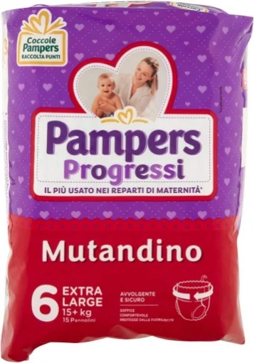 PAMPERS PANNOLINI PROGRESSI MUTANDINO TAGLIA 6 XL 15 PEZZI
