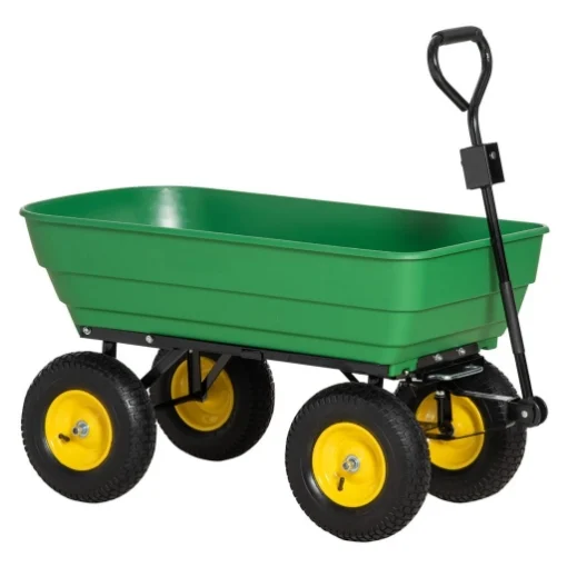 CARRELLO DA GIARDINO 125L IN ACCIAIO E PP CON VASCA RIBALTABILE E MANIGLIA, 118X58X102 CM, VERDE - MAURY'S