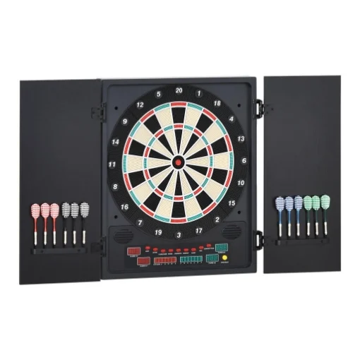 BERSAGLIO FRECCETTE ELETTRONICO CON PUNTEGGIO AUTOMATICO, 12 FRECCETTE E 6 DISPLAY, 51X6.5X57CM, NERO - MAURY'S