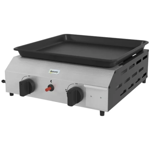 PIASTRA BARBECUE A GAS CON 2 BRUCIATORI, PIANO ANTIADERENTE E POTENZA 4.8KW, ARGENTO - MAURY'S