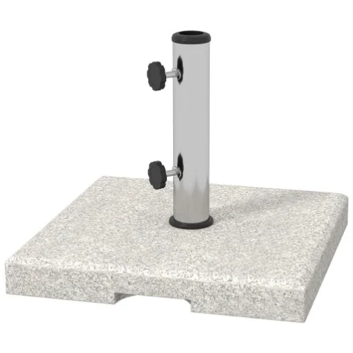 BASE PER OMBRELLONE DA GIARDINO 25KG PER PALI DA Ø32MM, Ø38MM E Ø48MM, IN GRANITO E ACCIAIO INOX, 38X38X38 CM, GRIGIA - MAURY'S
