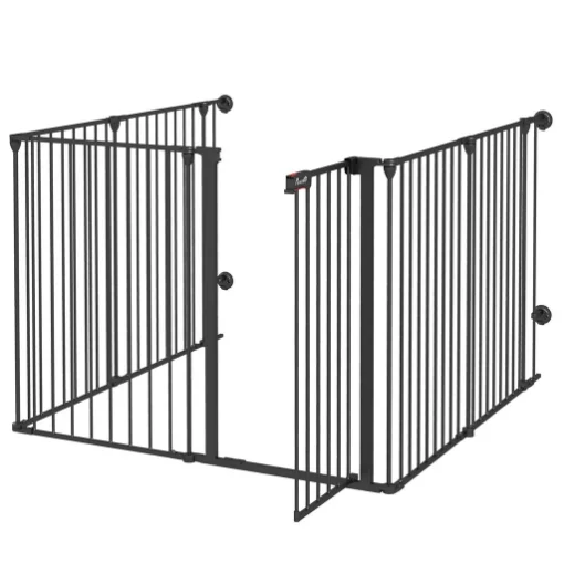CANCELLINO PER CANI TAGLIA MEDIA PIEGHEVOLE E MODULABILE IN METALLO E PLASTICA, 123X102X90 CM, NERO - MAURY'S
