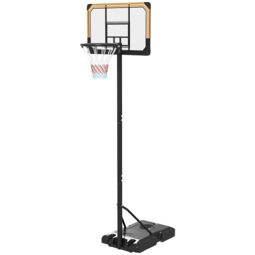 CANESTRO BASKET A 6 ALTEZZE REGOLABILI CON BASE RIEMPIBILE E ROTELLE, IN PE, ACCIAIO E POLIESTERE, NERO - MAURY'S