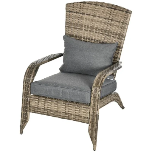 SEDIA DA GIARDINO ADIRONRACK CON BRACCIOLI, IN RATTAN E ACCIAIO, 64X80X90 CM, MARRONE E GRIGIO - MAURY'S