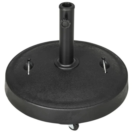 BASE PER OMBRELLONE DA 23.5KG CON 2 MANOVELLE E ROTELLE, IN RESINA E ACCIAIO, Ø53X41 CM, NERA - MAURY'S