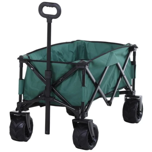 CARRELLO DA GIARDINO CARICO MAX 70KG CON MANIGLIA TELESCOPICA, IN METALLO E TESSUTO OXFORD, 108X55 CM, VERDE - MAURY'S