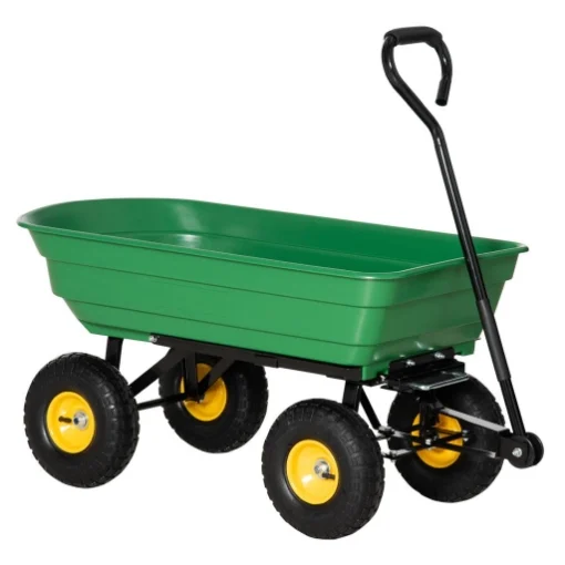 CARRELLO DA GIARDINO 75L IN ACCIAIO E PP CON VASCA RIBALTABILE E MANIGLIA, 109X52X94 CM, VERDE - MAURY'S