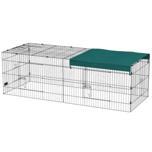 GABBIA PER CONIGLI DA ESTERNO E INTERNO CON TETTUCCIO IN ACCIAIO, 220X85X70CM, VERDE - MAURY'S