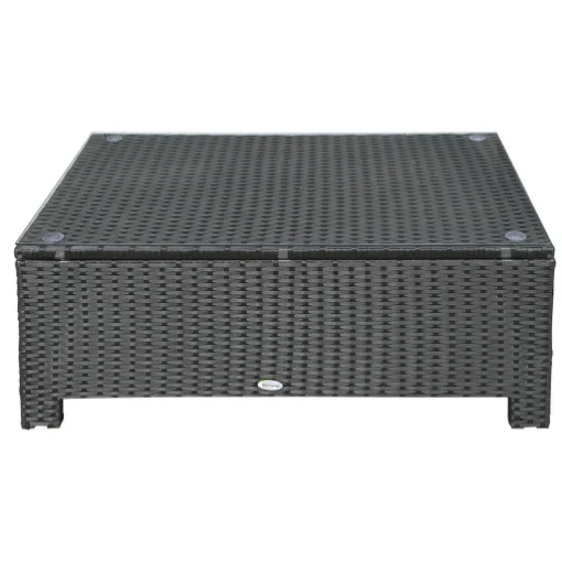 TAVOLINO DA ESTERNI IN RATTAN PE CON PIANO IN VETRO TEMPERATO, 85X50X39CM, NERO - MAURY'S