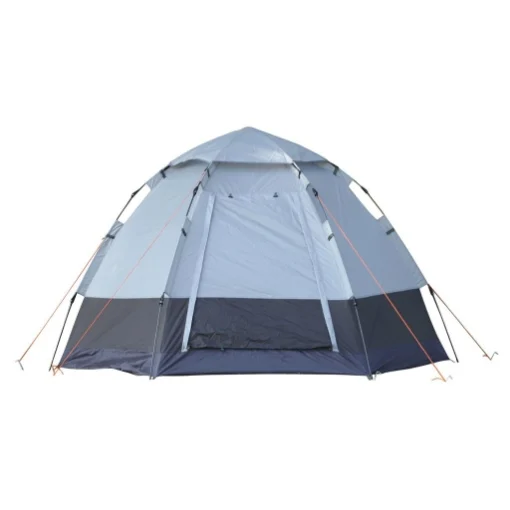 TENDA DA CAMPEGGIO 4 POSTI CON APERTURA AUTOMATICA E ACCESSORI, IN ACCIAIO E TESSUTO OXFORD, GRIGIA E NERA - MAURY'S