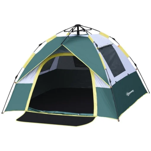 TENDA DA CAMPEGGIO AUTOMATICA PER 2 PERSONE CON TASCHE INTERNE E TAPPETINO, 205X195X135CM VERDE - MAURY'S