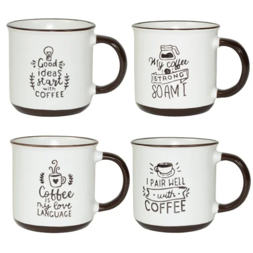 MAURY'S CLASS SET 4 TAZZE DA CAPPUCCINO CAPIENZA 430 CC IN DECORO ASSORTITO