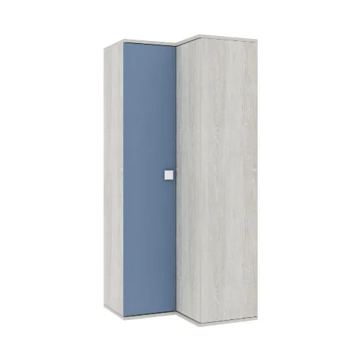 ARMADIO ANGOLARE BIANCO EFFETTO CONSUMATO CELESTE 98X96X223H - EFFEZETA