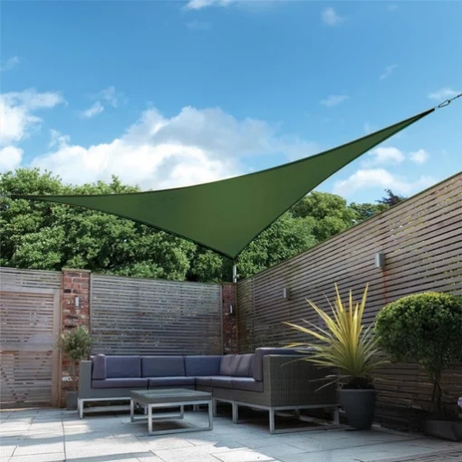VELA OMBREGGIANTE TRIANGOLARE MT 3X3X3 COLORE VERDE IDROREPELLENTE - MA MAISON