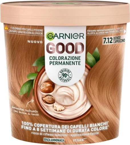GARNIER GOOD TINTA CAPELLI 7.12 BIONDO CAPPUCCINO COLORAZIONE PERMANENTE SENZA AMMONIACA 90% NATURALE