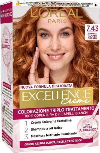 L'ORÉAL PARIS EXCELLENCE CREMA COLORANTE TRIPLO TRATTAMENTO AVANZATO 7.43 BIONDO RAMATO DORATO