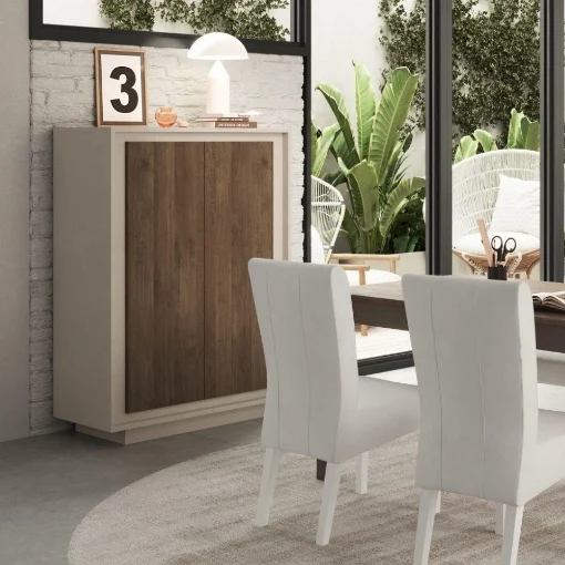 ARMADIO CONTENITORE OPEN 2 ANTE COLORE CASHMERE E NOCE MERCURE - EFFEZETA