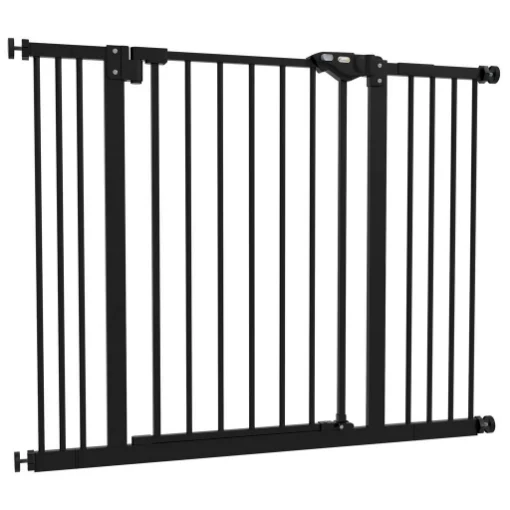 CANCELLINO PER CANI REGOLABILE FINO A 100 CM SENZA VITI CON 2 ESTENSIONI E ALTEZZA 72 CM, NERO - MAURY'S