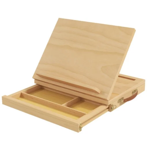 CAVALLETTO PER PITTURA PIEGHEVOLE IN FAGGIO CON ANGOLAZIONE REGOLABILE E CASSETTO, 33.5X26X26 CM - MAURY'S