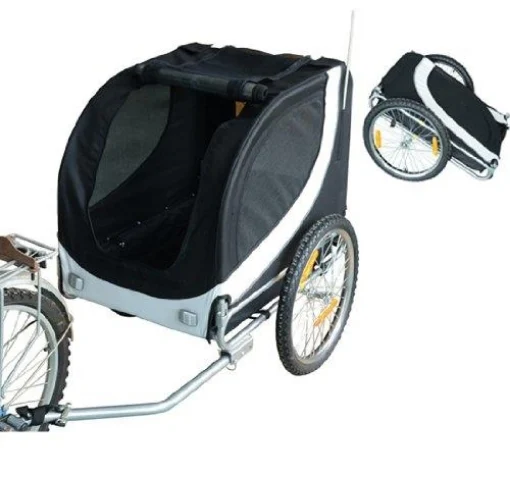 RIMORCHIO PER ANIMALI DOMESTICI PIEGHEVOLE DA BICICLETTA, BIANCO E NERO, 130X90X110CM - MAURY'S