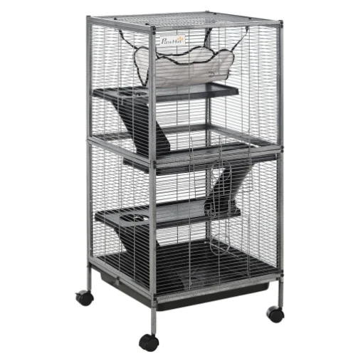 GABBIA IN METALLO PER RODITORI 4 LIVELLI CON VASSOIO RIMOVIBILE 52 X 52 X 113.5CM - MAURY'S