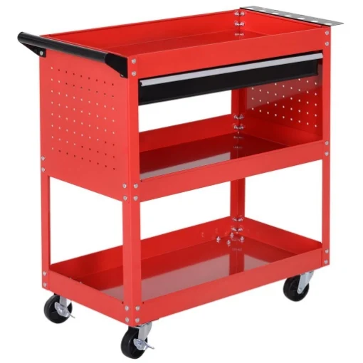 CARRELLO PORTAUTENSILI DA OFFICINA, ROSSO, 70X35X75.5CM - MAURY'S