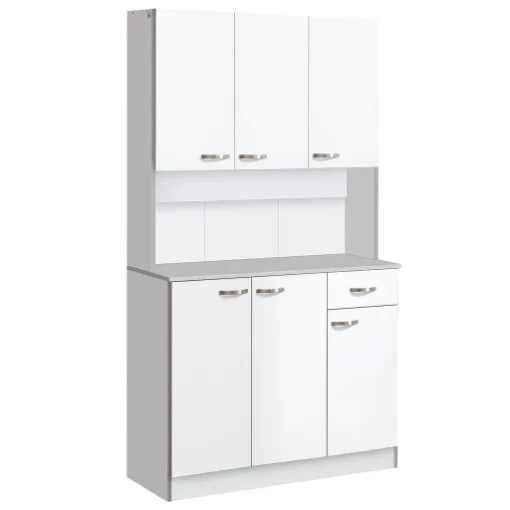 ARMADIO CON PENSILI DA CUCINA IN LEGNO BIANCO 101 X 39 X 180 CM - MAURY'S
