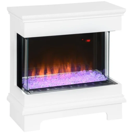 CAMINETTO ELETTRICO A 10 COLORI CON SPEGNIMENTO AUTOMATICO E TIMER DA 12H, 61X28X66.5 CM, BIANCO - MAURY'S